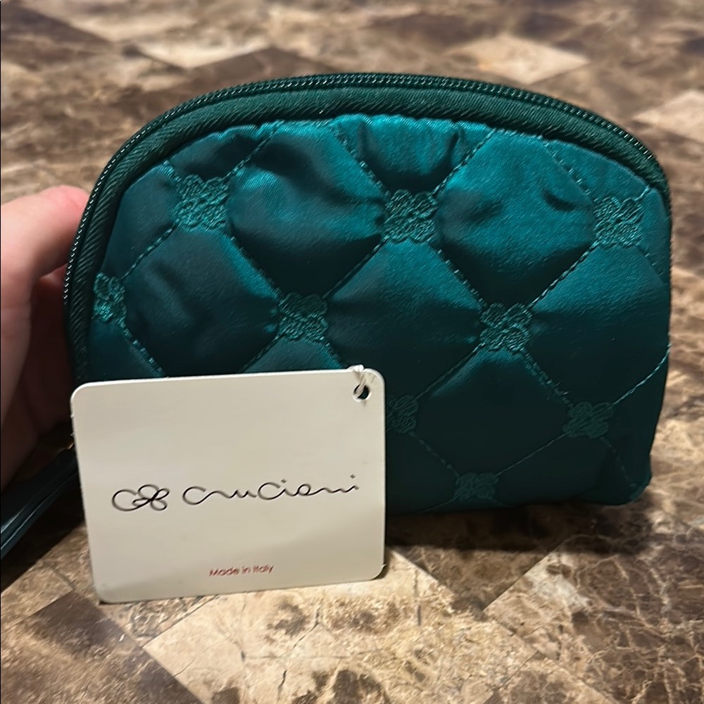 Cruciani Green Quilted Cosmetic Bag
